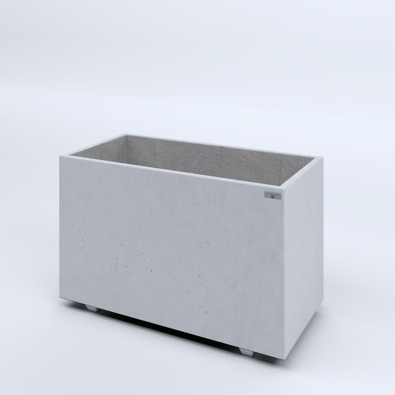FIORIERE IN CEMENTO LISCE RETTANGOLARI PIEDINI SEPARATI IMPERMEABILIZZATE CM100X50X64H BIANCO