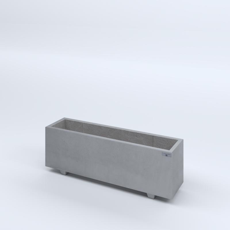 FIORIERE IN CEMENTO LISCE RETTANGOLARI PIEDINI SEPARATI IMPERMEABILIZZATE CM100X25X34H GRIGIO