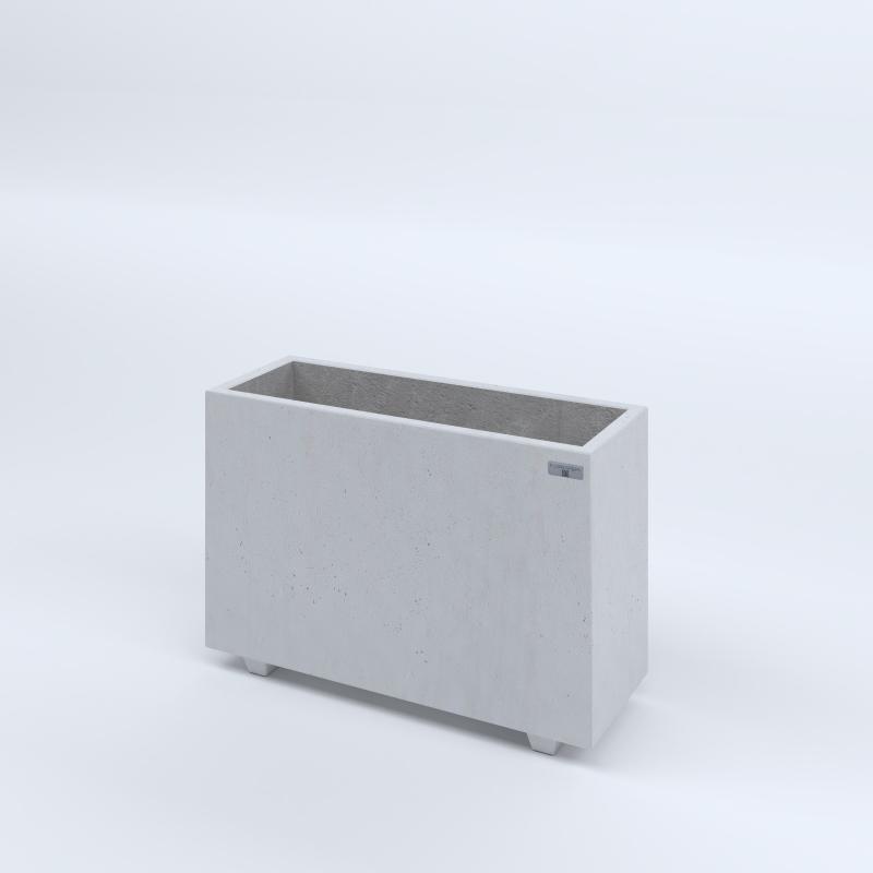 FIORIERE IN CEMENTO LISCE RETTANGOLARI PIEDINI SEPARATI IMPERMEABILIZZATE CM80X30X54H BIANCO