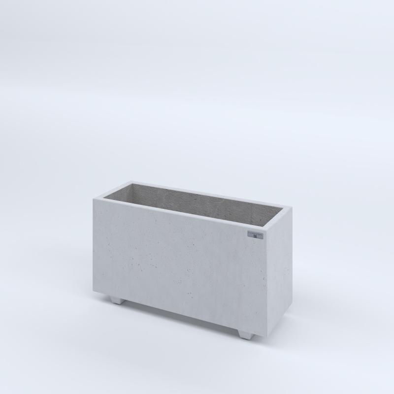 FIORIERE IN CEMENTO LISCE RETTANGOLARI PIEDINI SEPARATI IMPERMEABILIZZATE CM80X30X44H BIANCO