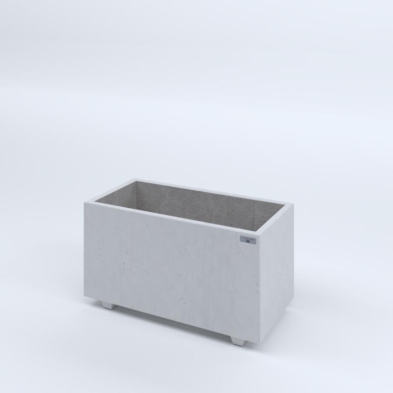 FIORIERE IN CEMENTO LISCE RETTANGOLARI PIEDINI SEPARATI IMPERMEABILIZZATE CM80X40X44H BIANCO