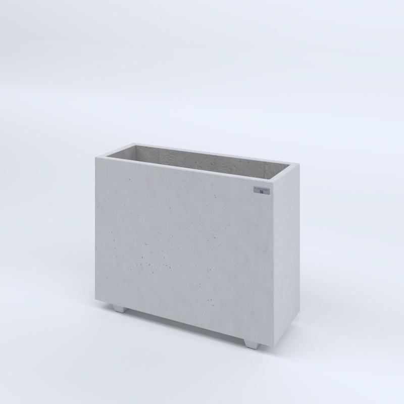 FIORIERE IN CEMENTO LISCE RETTANGOLARI PIEDINI SEPARATI IMPERMEABILIZZATE CM80X30X64H BIANCO