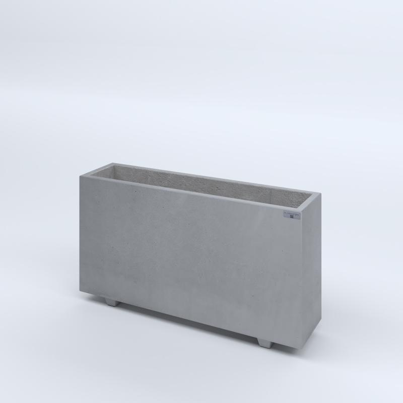 FIORIERE IN CEMENTO LISCE RETTANGOLARI PIEDINI SEPARATI IMPERMEABILIZZATE CM100X25X54H GRIGIO