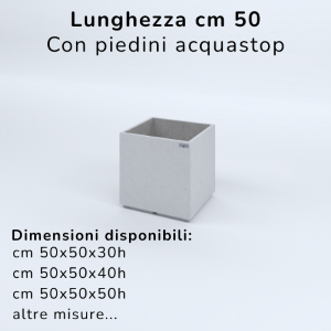 FIORIERE IN CEMENTO LISCE CUBO PIEDINI ACQUASTOP CM50