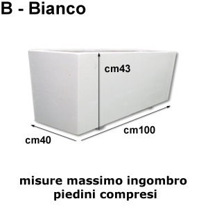 FIORIERE IN CEMENTO LISCE RETTANGOLARI PIEDINI SEPARATI CM100X40X43H BIANCO