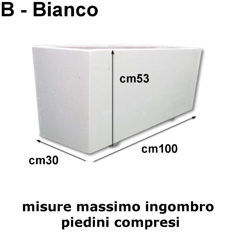 FIORIERE IN CEMENTO LISCE RETTANGOLARI PIEDINI SEPARATI CM100X30X53H BIANCO