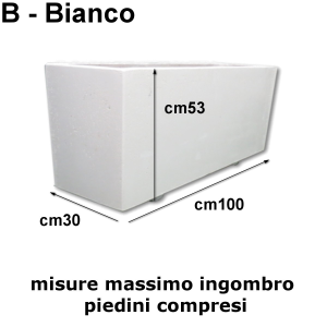 FIORIERE IN CEMENTO LISCE RETTANGOLARI PIEDINI SEPARATI CM100X30X53H BIANCO
