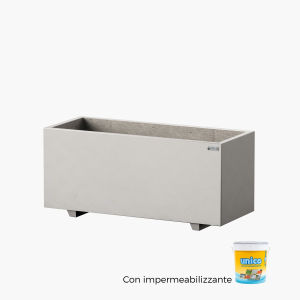 FIORIERE IN CEMENTO LISCE RETTANGOLARI SENZA PIEDINI IMPERMEABILIZZATE CM100