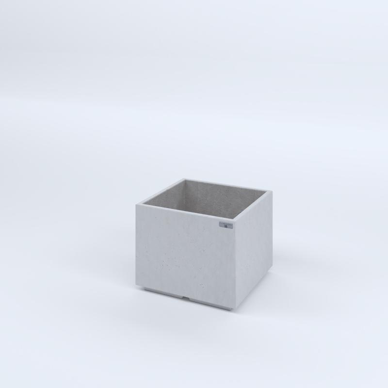 FIORIERE IN CEMENTO LISCE CUBO PIEDINI ACQUASTOP CM50X50X40H BIANCO