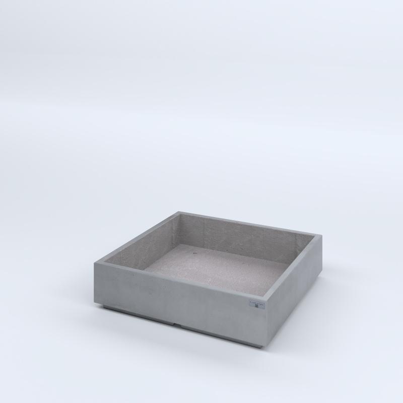 FIORIERE IN CEMENTO LISCE CUBO PIEDINI ACQUASTOP CM80X80X20H GRIGIO